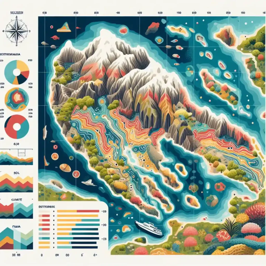 Infografis tentang geologi pulau Sulawesi